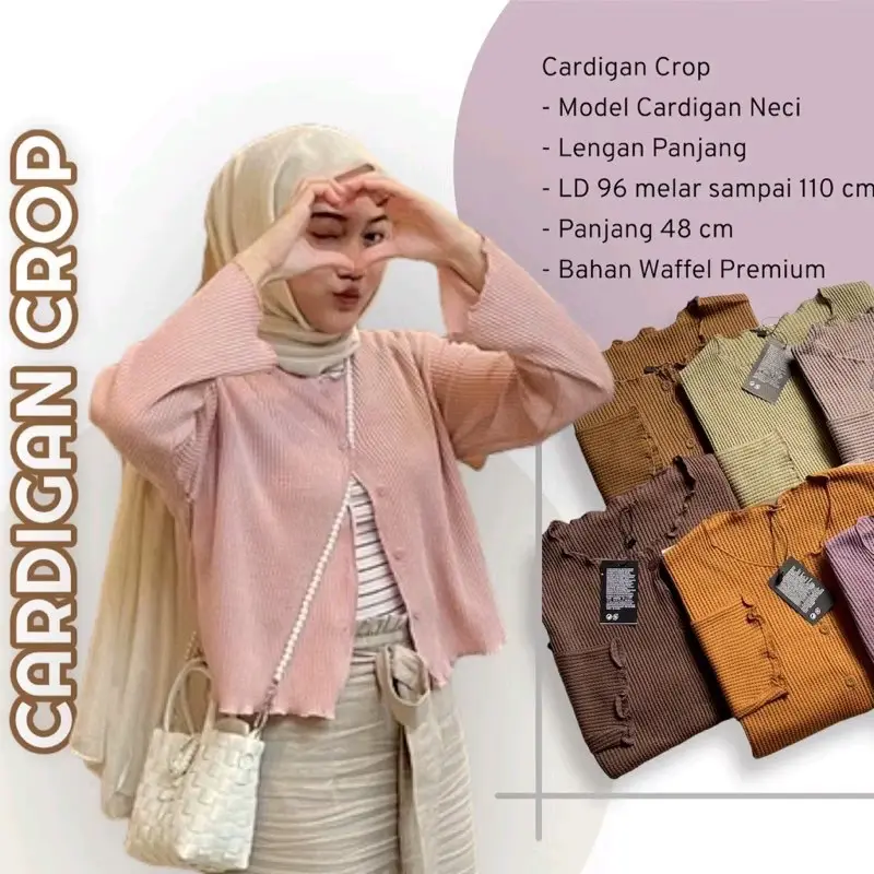 Yuna Cardi Crop - Outerwear Polos Bahan Waffle Terbaru - Baju  Cardigan Luaran Wanita Termurah