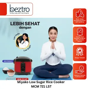 Miyako MCM721LST MCM-721 LST - Rice Cooker Penanak Nasi LOW SUGAR 1,8Liter Merah Red Listrik Hitam