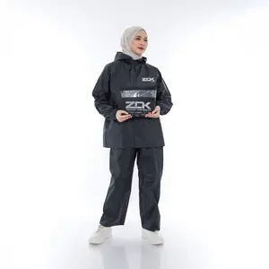ZDK Jas Hujan PVC Setelan Pria dan Wanita Waterproof Elastis Tebal Unisex Size L XL XXL Hitam Navy Army Creme