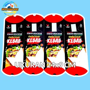 Promo 100 PCS Kertas Bungkus Kebab Bahan Duplex Ukuran 20x8 Cm & 24x9 Cm - SWD MERAH HITAM