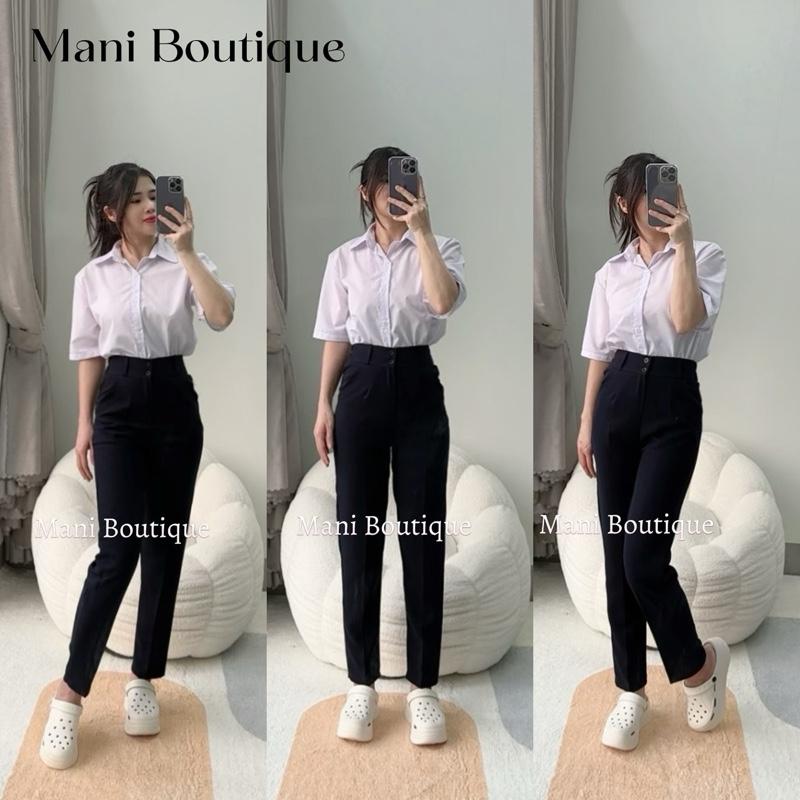 Quần tây nữ đi học 2 nút khuy cúc dọc cài lưng cao dáng quần baggy vải nữ học sinh cấp 3 dày co giãn nhẹ đi học làm công Women Pants Ong