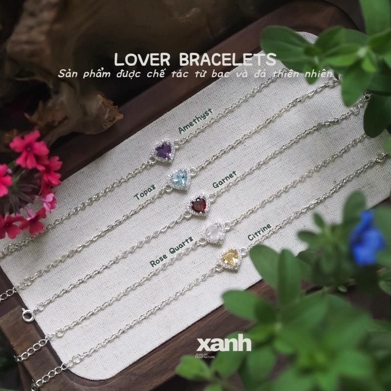 Vòng tay Lover lắc tay nữ đá Moonstone Thạch anh hồng Aquamarine Garnet thiên nhiên dáng vương miện thanh lịch đơn giản văn phòng - Xanh Jewelry Kiềng Voi đá garnet đỏ rose quartz vòng tay aquamarine
