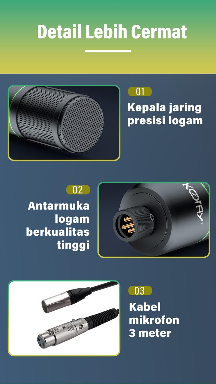 Product Introduction of koorfly-KF01 sound card ZX320 mic set Audio Bluetooth External Peralatan Bernyanyi atau siaran langsung dengan headphones dan microphone 43