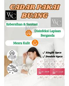 3/4 Pcs Kit Lembaran Pakai Buang Sarung Tilam Set Selimut Kebersihan Travel untuk Pelancongan Hotel Airbnb Sekali Guna Single Double Queen Penutup Selimut Sarung Bantal Tidur Katil Tilam Cadar Katil Cover Single Pakai Buang Barang Hygienik Mudah Dibawa