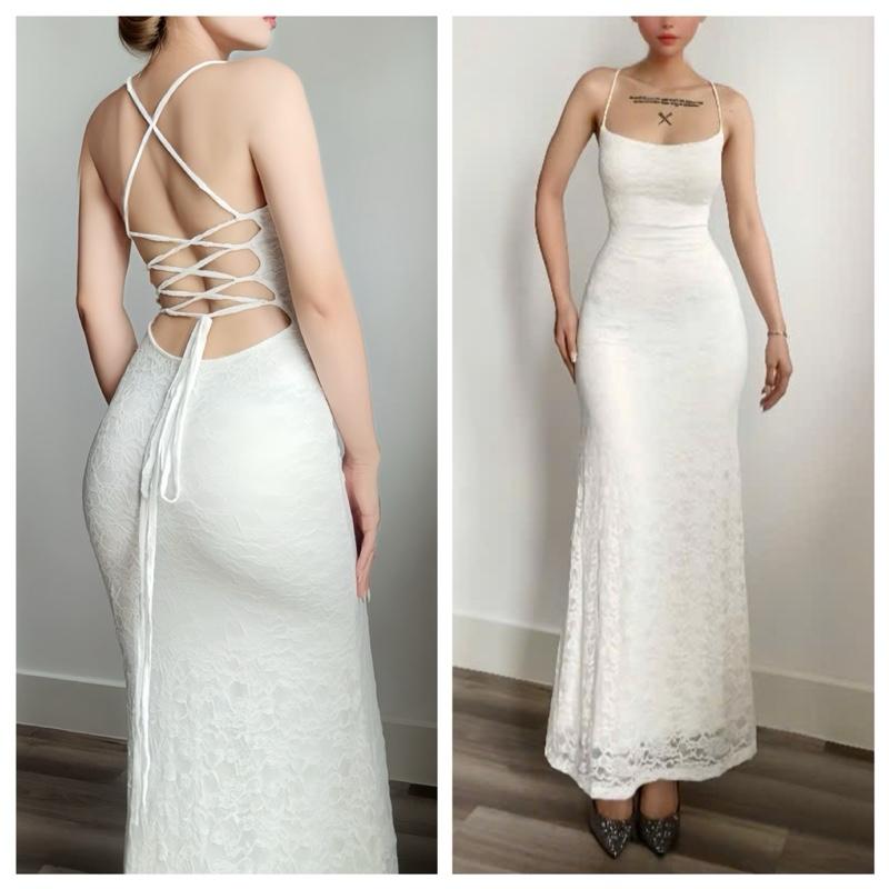Đầm body nữ ren hoa đan dây hở lưng sang trọng đi tiệc Lolystore dress women VA504