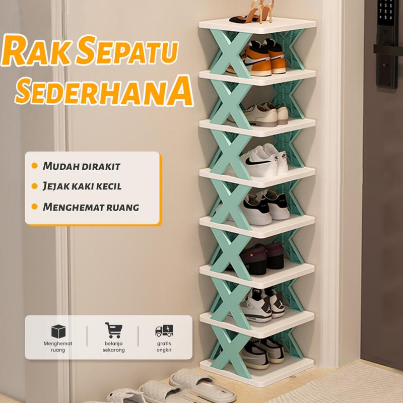 Rak Sepatu Plastik Minimalis X4 X5 X6 X7 Susun Tempat Sepatu Sandal Serbaguna 0