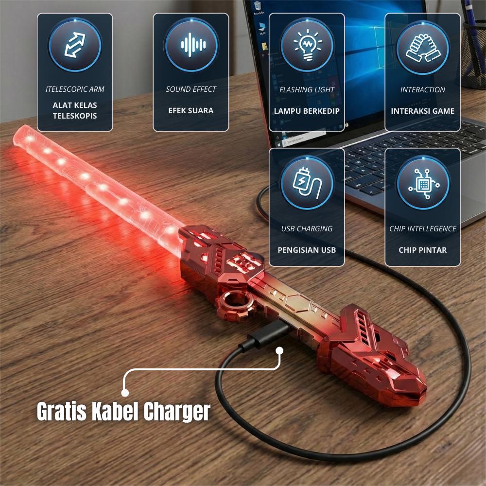 「OCTOMALL」SNI Mainan lightsaber anak, pedang laser LED 6 warna, pedang cahaya double blade, bisa diperpanjang teleskopik, dengan efek suara keren, USB charging, cocok untuk hadiah anak & cosplay 「OCTOMALL」SNI Mainan lightsaber anak, pedang laser LED 6 warna, pedang cahaya double blade, bisa diperpanjang teleskopik, dengan efek suara keren, USB charging, cocok untuk hadiah anak & cosplay