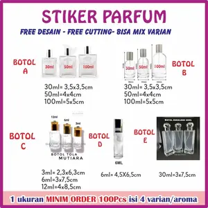 STIKER PARFUME + STIKER KEMASAN + STIKER PRODUK 1 Set 100pcs Max 4 Aroma