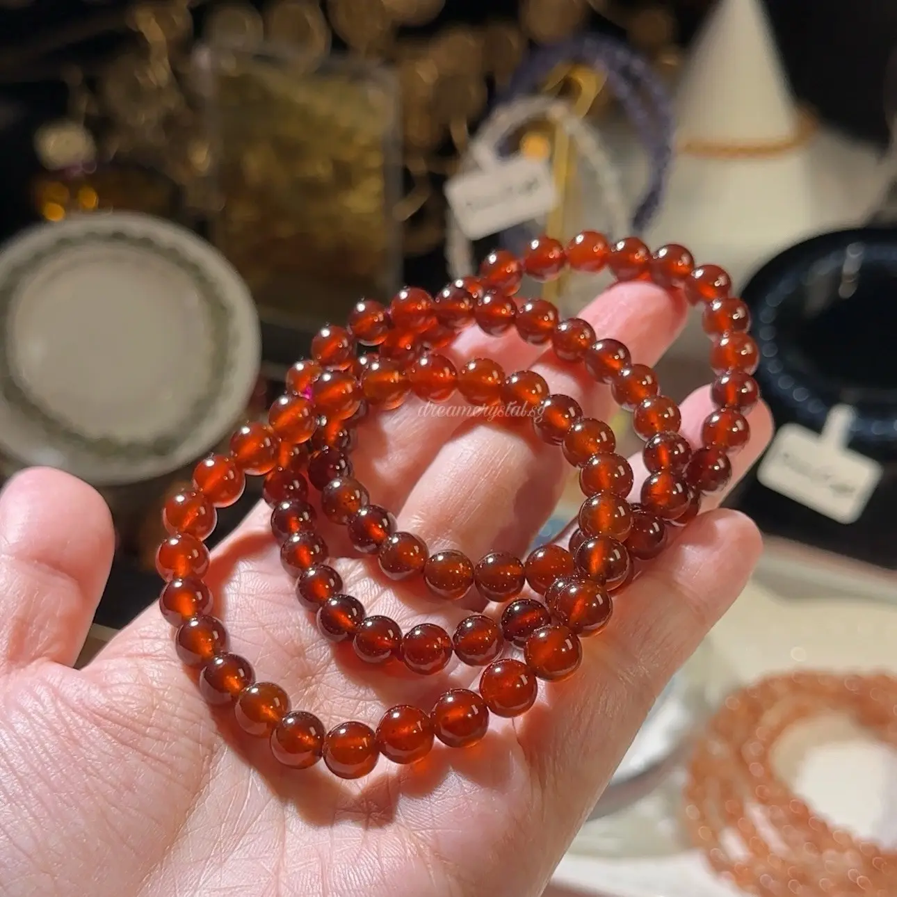 7mm plus Collector Hessonite Orange Garnet Bracelet A079