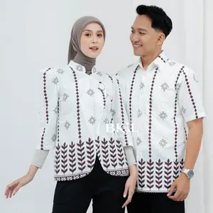 KANTHIL Baju Batik Couple Atasan Pria Waanita Batik Atasan Kerja Kantor Viera Series