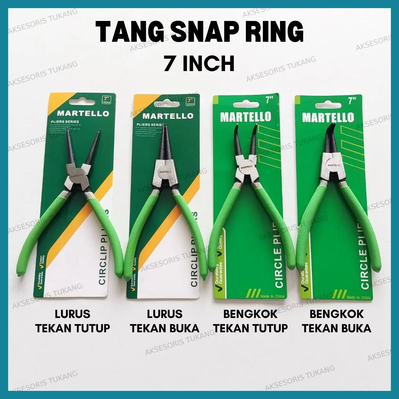 Tang Snap Ring 7" 7 Inch Martello Tang Circlip Lurus Bengkok Tekan Buka Tutup Tang Jepit Cincin Snap