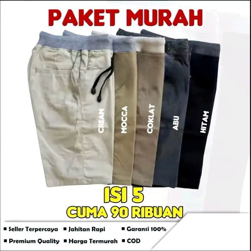 { PROMO } 90 RIBUAN DAPAT 5 PCS CELANA CHINOS PENDEK DEWASA BAHAN TWILL HARGA TERMURAH DAN REALPICT Santai Shorts