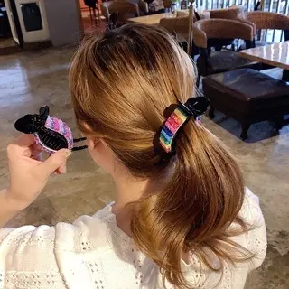 Rainbow Hair Claw | Jepit Rambut Kuncir Wanita Import Korea Jedai 1