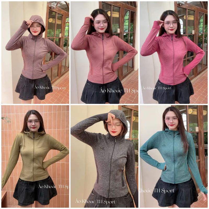 Áo Khoác Dệt Kim Thể Thao Nữ Co Giãn Tốt Thấm Hút Mồ Hôi Túi Khóa Kéo TH068 Mới TH SPORT NHIỀU MÀU