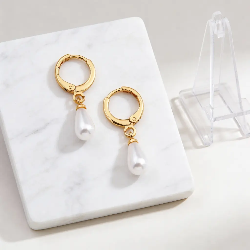 LAD Anting Mutiara titanium wanita emas perak anti karat dewasa Elegan Aksesories Gaya Gold