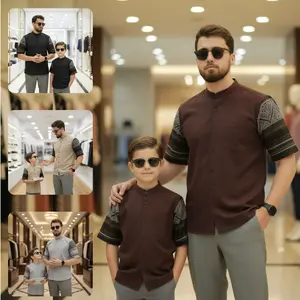 Baju Koko Couple Ayah Anak Laki Laki Lengan Pendek Kombinasi Batik katun Songket Bahan Toyobo Import Terbaru 2026 Size S M L XL XXL