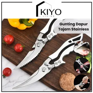 KIYO Gunting Dapur Super Tajam Gunting Premium Stainless Gunting Pemotong Tulang dan Daging Gunting Dapur Serbaguna