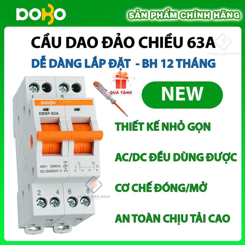 Cầu Dao Đảo Chiều DoBo Korea 2P 63A - Aptomat đảo chiều DoBo - Thiết kế mới - Hàng Tốt - BH 12 tháng