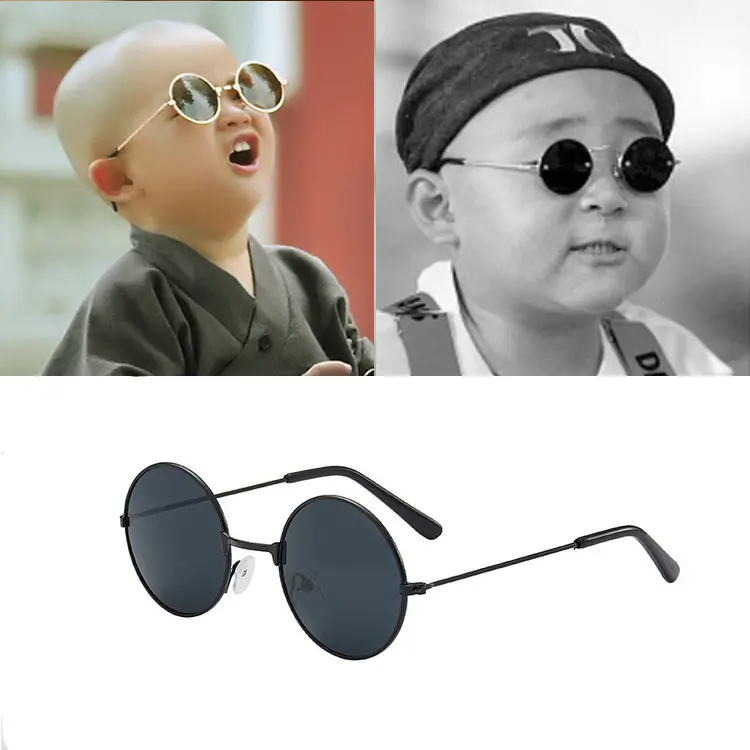 2023 Kids Fashion Metal Sunglasses Round Children Sunglasses Boy Girl Stylish Goggles Baby Student Eyeglasses Party Eyewear UV400
