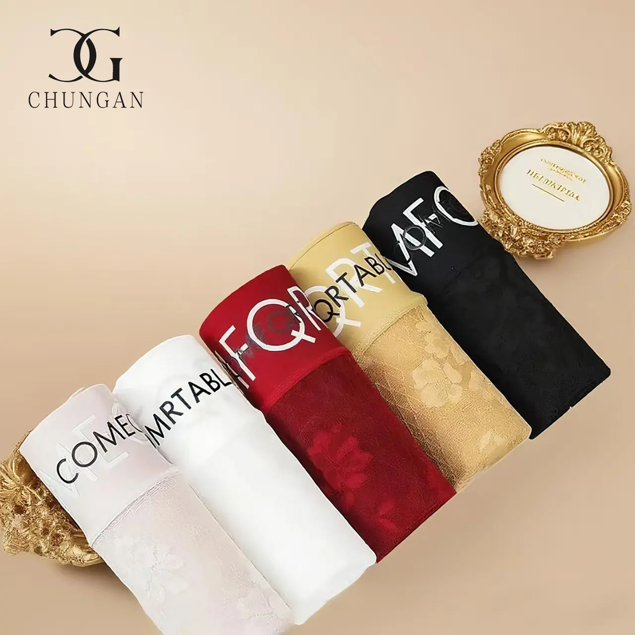 1 แถม 4 CHUN GAN กางเกงชั้นในลูกไม้ลายตัวอักษรยอดนิยมสำหรับผู้หญิง ปี 2025 ทรงเข้ารูปช่วงหน้าท้องเล็กน้อย ทรงบั้นท้ายเซ็กซี่แบบ Pure Desire กางเกงชั้นในทรงเป้ายาวของแท้