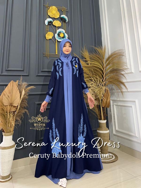 Widya Fashion Id - Serena Luxury Set Hijab Persegi Set Outher (Menyatu Tidak Terpisah) Bahan Ceruti Polos Full Furing Gamis Wanita Muslim Elegan Gamis Busui 0
