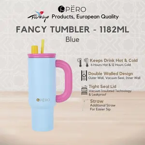 [MASBI PO 30 HARI] Pero Fancy Tumbler Permos 1182 ML With Handle / Botol Minum Tumbler Vakum Anti Panas dan Dingin 1182 ML verb3
