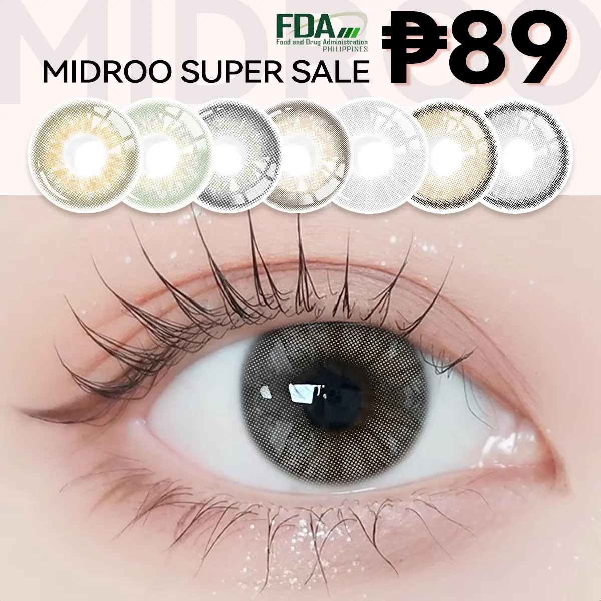 [Surprise Price ₱89]Midroo Brown series Contact Lens Color Contact Lens Graded 0.00 Soft Cosmetics Annually Replace Lenses 14.0-14.5mm 2 Pcs