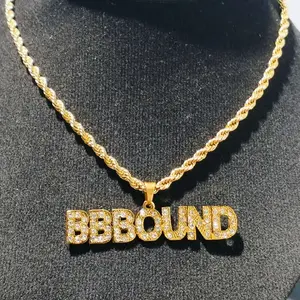 (free cincin titanium) Kalung nama lapis emas// rantai tambang ulir titanium