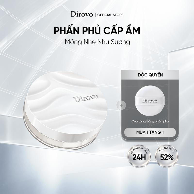 Phấn Phủ Bột Dirovo Cấp Ẩm (8g) - Chứa 52% Tinh Chất Nước Kiềm Dầu Chống Trôi