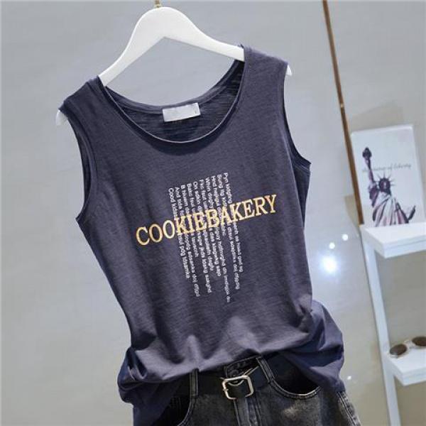 Áo Vest Thể Thao Cotton Cho Nữ, Áo Mùa Hè Có Thể Mặc Bên Ngoài Slub, Có Thể Mặc Bên Trong, Người Nổi Tiếng Trên Internet, Áo Thun Không Tay Dáng Rộng, Dây Đeo Tập Thể Dục, Áo Lớp Đế 0