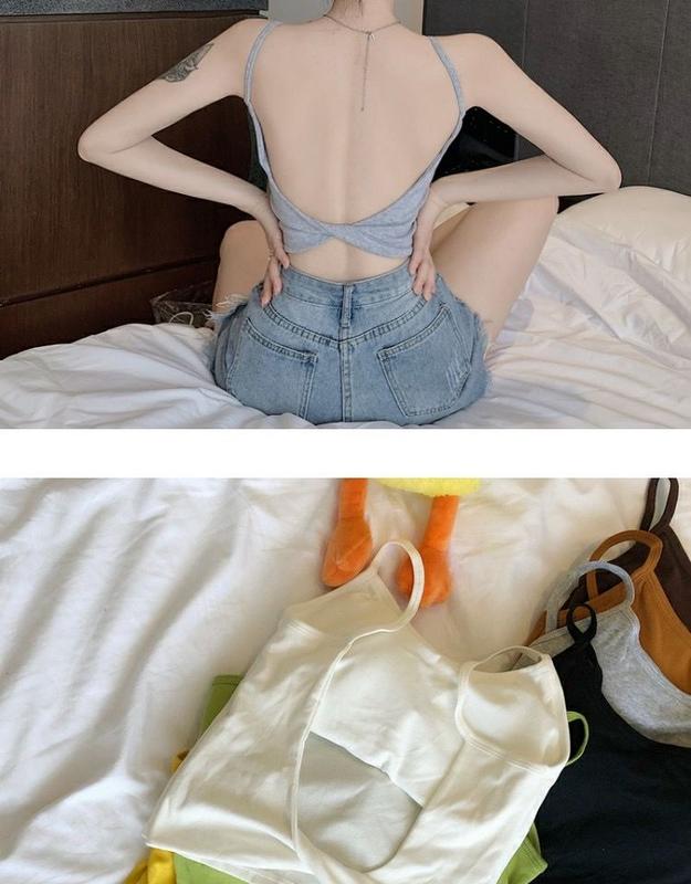 Product Introduction of Twisted Beauty Back Sling Vest Women's Summer Bottoming Shirt Outer Wear Inner Wear Backless Short Top 9
