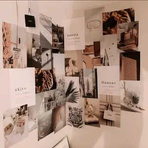 [HALOPOLAROID] Poster Aesthetic Dinding LIGHT BROWN 16-20 Pcs - Light Brown