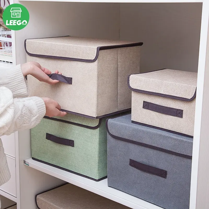 Leego Folding Storage Box Melewati Kotak Storan Linen Cloth 2 In 1 Living Room Stackable Storage box organizer