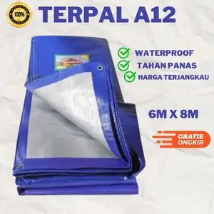 Terpal A12 Korea Warna Biru Silver 6x8 6x9 6x10 Waterproof Penghalang Air Lebar Tahan Air Kualitas Terbaik