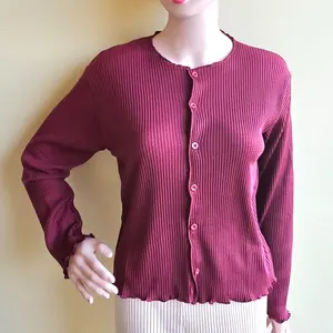 HS CARDIGAN STANDAR polos rajut wafle lengan panjang rajut Atasan Wanita Kardigan