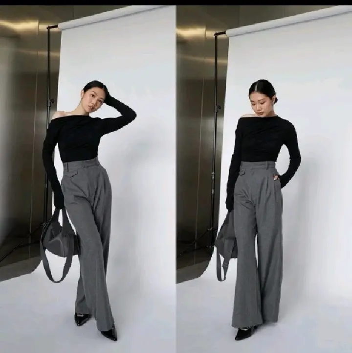 ORO Pants - Celana Kulot Highwaist Wanita Celana kantor Formal bahan semi wool premium Casual Basic joy pants femme diora pants