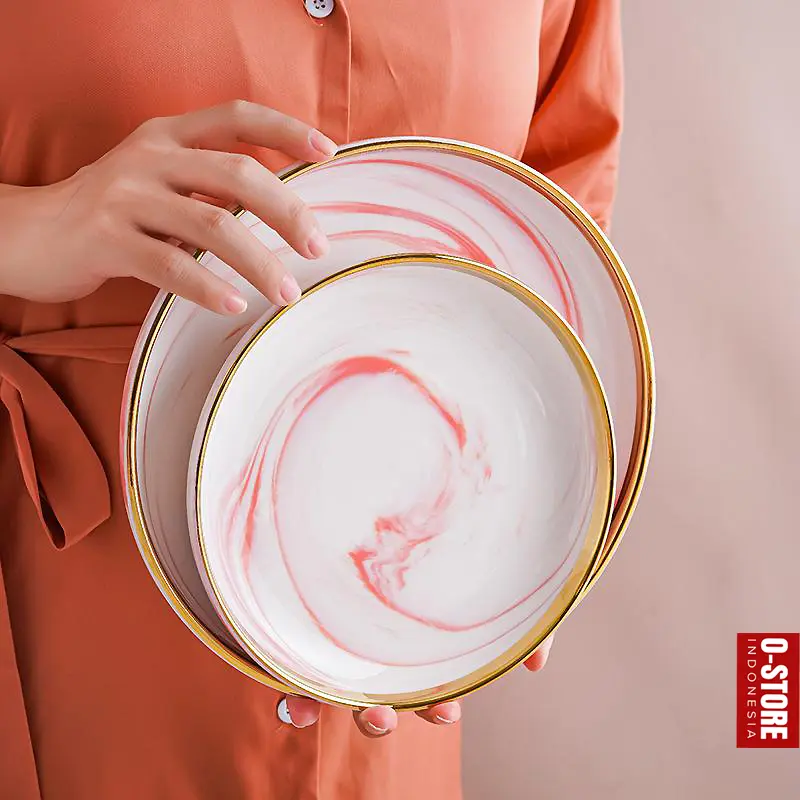 Piring Makan Keramik Mewah Mangkok Aesthetic Alat Makan Set Piring Saji Prasmanan Sendok Makan Tebal Mangkok Nasi Mangkok Kuah Kecil Dining Plate Vilia 3