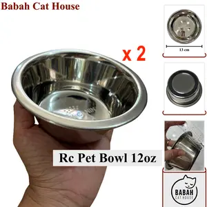 Bundling RC PET BOWL 12oz wadah makan kucing anjing mangkok stainless