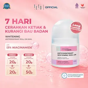 [BUY 1 GET 1 FREE KHUSUS VARIAN BUNDLING] TETO Antiperspirant Whitening 20ml | Pengganti Deodorant Antiperspirant | Mencerahkan Ketiak dalam 7 hari | Mengurangi Keringat berlebih dan Bau Badan hingga 7 hari | Cocok untuk Ketiak Basah & Hiperhidrosis