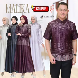 Couple Dress MALIKA Bahan Silk Premium Set kemeja dan Gamis Couple Pesta Kondangan Jumbo Terbaru