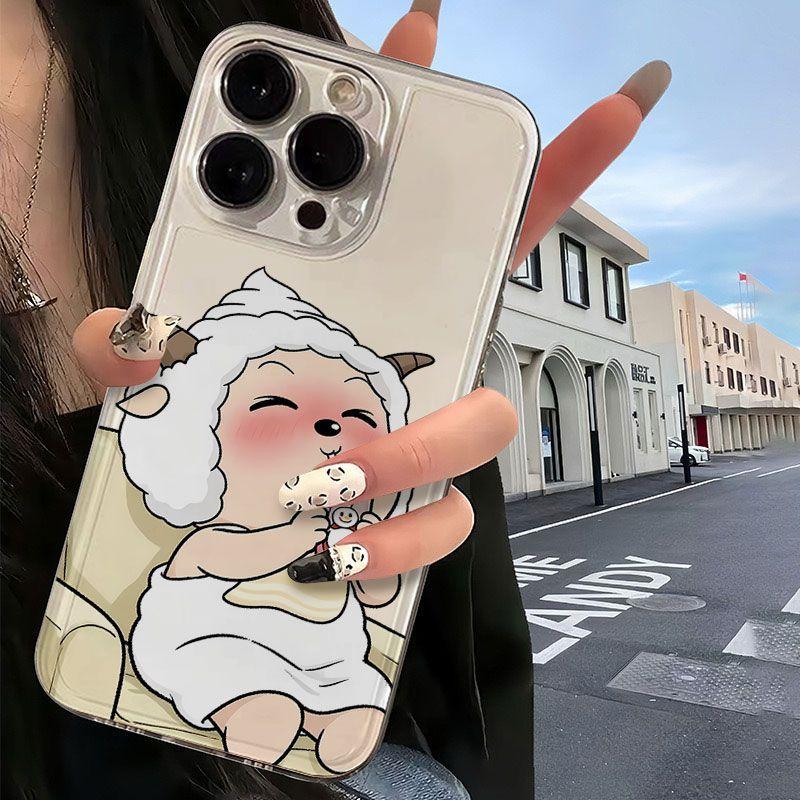 Mũm mĩm lười biếng vỏ không gian cho Apple 17promax mới 14 / 13 uống trà sữa 16 / 15Plus