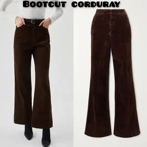 JIZEE-BAWAHAN  WANITA -BOOTCUT  CUTBRAY FUJI CORDURAY JUMBO  50-90KG HITAM ( SEMI JEANS )  Panjang Oversize