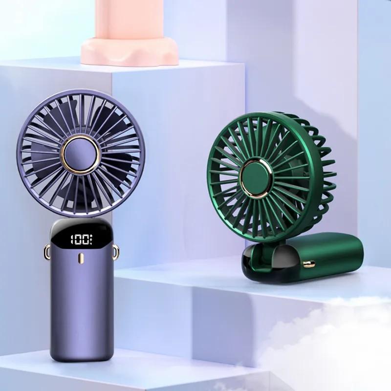 Cầm tay Mini Portable Folding Nhỏ Fan Màn hình kỹ thuật số USB sạc Desktop Mini Electric Fan 5