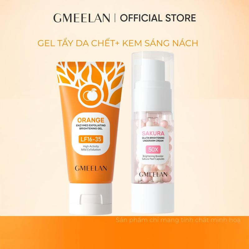  【CHĂM SÓC NÁCH COMBO 2PCS GMEELAN Gel Tẩy Tế Bào Chết Da Mặt 50g+Kem Dưỡng Nách Sakura Underarm Cream 30g Kem hỗ trợ dưỡng sáng nách 