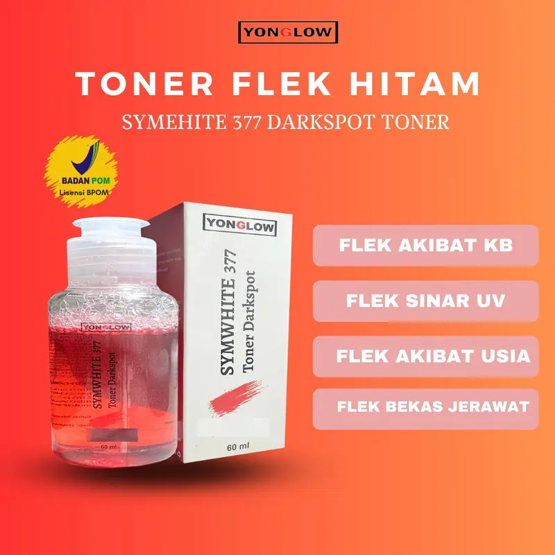 Yonglow Toner Flek Symwhite 377 Darkspot BPOM Penghilang Melasma Hiperpigmentasi Noda Bintik Hitam Wajah Bekas Jerawat Pemutih Kulit Kusam Susah Putih 2