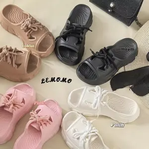 LEMOMO Sandal Platform Wanita 5cm Super Fashion Sandal Karet Kroean Style 36-41