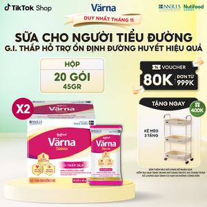 Combo 2 Hộp Sữa Bột Cho Người Tiểu Đường Varna Diabetes - Hộp 450 G (20 Gói X 45 G) GI Thấp Ổn Định Đường Huyết