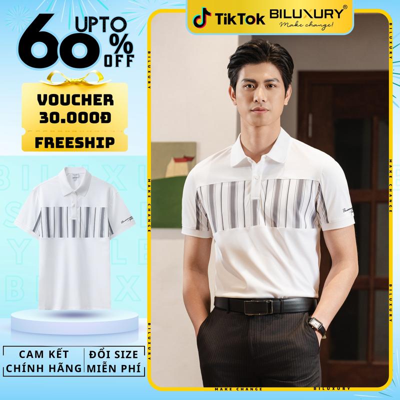 Áo Polo Biluxury Cao Cấp 9APCT506TRK Thiết kế họa tiết kẻ tinh tế form ôm vừa người tôn dáng trẻ trung Nam Ngắn Tay Menswear Shirt Có Cổ