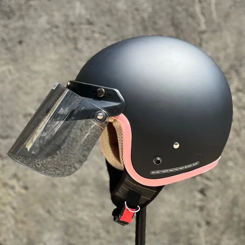 Helm bogo dewasa list pink pria wanita kaca datar Motorcycle 2