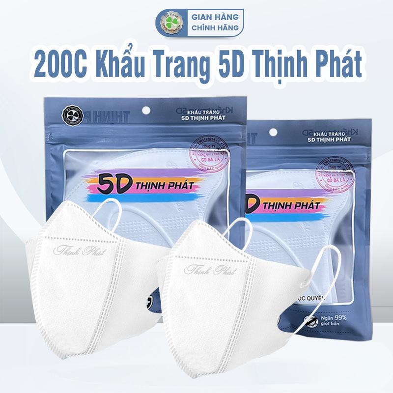  200 Chiếc Khẩu Trang 5D THỊNH PHÁT Che Mặt  Kháng Khuẩn Chống Tia UV Quai Đeo Mềm Mại Ôm Sát Khuôn Mặt Không Lem Son Phụ Kiện Nam khautrang 